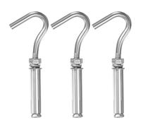 sourcing map 3 Pcs M6 304 Stainless Steel Concrete Wall Hook Heavy Duty Expansion Bolt Standard Open Cup Hook Bolt for Indoor Outdoor Concrete Wall Brick Stone, Silver