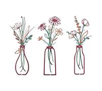 sourcing map 3 Pcs Metal Flowers Wall Art, Farmhouse Floral Minimalist Decors with Screw and Expansion Tube for Living Rooms Bedroom Dining Room(Red, Vase-Magnolia)