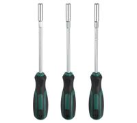 sourcing map 3 Pcs Metric Nut Driver 5mm/5.5mm/6mm CR-V Non-Magnetic Tip Hollow Shafts Hex Socket Screwdriver with Anti-Slip Handle for Automobile Repair Bit Driver, Green/Black