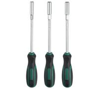 sourcing map 3 Pcs Metric Nut Driver 6mm/7mm/8mm CR-V Non-Magnetic Tip Hollow Shafts Hex Socket Screwdriver with Anti-Slip Handle for Automobile Repair Bit Driver, Green/Black