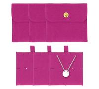 sourcing map 3 Pcs Microfiber Jewelry Pouches with Insert Pad, 8 x 8cm Snap Button Jewelry Velvet Gift Bags Organizer for Rings Necklace Bracelet, Rose Red