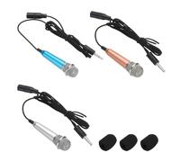sourcing map 3 Pcs Mini Microphone, Mini Mic Tiny Microphone Phone Mic Small Microphone with Sponge Cover for Record Phone Voice, Blue/Gold/Silver