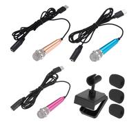 sourcing map 3 Pcs Mini Microphone, Mini Mic Tiny Phone Type C Mic Small Microphone with Bracket, Sponge Cover for Record Phone Voice, Gold/Hot Pink/Blue