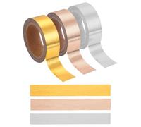 sourcing map 3 Pcs Mixed Colors Washi Tape,15mm x 5m Self Adhesive Masking Tapes Metallic Foil Decorative Gold Tape for DIY Crafts Scrapbooking Home Holiday Decoration