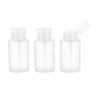 sourcing map 3 Pcs Nail Polish Remover Empty Bottle 6.8OZ/200ML Alcohol Liquid Push Down Pumping Dispenser Acetone Refillable Containers for Makeup Remover, White