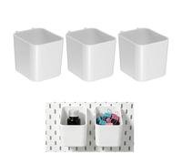 sourcing map 3 Pcs Pegboard Bins, Peg Board Cup Pegboard Organizer, White | Plastic, Accessories for Arts Crafts Garage Workbench Craft Room Office Home Organization