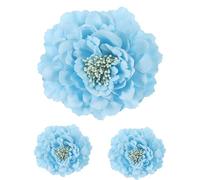 sourcing map 3 Pcs Peony Flowers Hair Clip, 4.7 Inch Artificial Fabric Head Flower for Women Hair Pins Corsage DIY Crafts Clothing Wedding Birthday Party, Light Blue