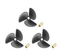 sourcing map 3 Pcs RC Boat Propeller, 3 Blades Propellers 4mm Hole Dia 47mm OD 40mm Pitch CW Clockwise Rotating Drill Propeller with Copper Sleeve for RC Boat, DIY Ship Model, Black