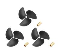 sourcing map 3 Pcs RC Boat Propeller, 3 Blades Propellers 4mm Hole Dia 55mm OD 40mm Pitch CW Clockwise Rotating Drill Propeller with Copper Sleeve for RC Boat, DIY Ship Model, Black