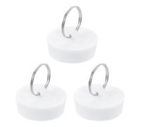 sourcing map 3 Pcs Rubber Sink Plug, Bathtub Drain Stopper Fit for 1-3/8" to 1-7/16" Drain Sink Stopper Seal with Hanging Ring for Bathroom Kitchen Laundry, White