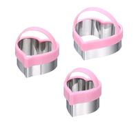 sourcing map 3 Pcs Sandwich Cutter, Cute Cookie Cutters with Handle, Sandwich Maker Bread Decruster Lunch Accessories Heart Shape for Lunchbox DIY Cookie Lunch Bento Gift, Pink