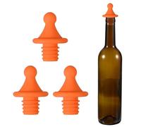 sourcing map 3 Pcs Silicone Roof Shape Wine Stopper, Reusable Wine Stoppers Airtight Leak-Proof Bottle Plug Liquor Saver with Beer Beverage Bottle Stopper for Bar Holiday Party, Orange