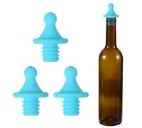 sourcing map 3 Pcs Silicone Roof Shape Wine Stopper, Reusable Wine Stoppers Airtight Leak-Proof Bottle Plug Liquor Saver with Beer Beverage Bottle Stopper for Bar Holiday Party, Sky Blue
