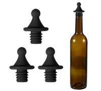 sourcing map 3 Pcs Silicone Roof Shape Wine Stopper, Reusable Wine Stoppers Airtight Leak-Proof Bottle Plug Liquor Saver with Beer Beverage Bottle Stopper for Bar Holiday Party, Black