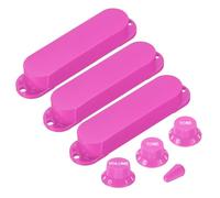 sourcing map 3 Pcs Single Coil Guitar Pickup Covers, Plastic Closed Pickup Set with 1 Volume 2 Tone Switch Knobs 1 Switch Tip Cap, Electric Guitar Replacement Part for ST Series, Purple