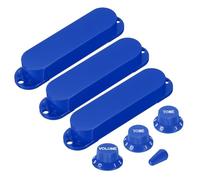 sourcing map 3 Pcs Single Coil Guitar Pickup Covers, Plastic Closed Pickup Set with 1 Volume 2 Tone Switch Knobs 1 Switch Tip Cap, Electric Guitar Replacement Part for ST Series, Blue