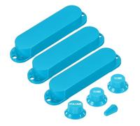 sourcing map 3 Pcs Single Coil Guitar Pickup Covers, Plastic Closed Pickup Set with 1 Volume 2 Tone Switch Knobs 1 Switch Tip Cap, Electric Guitar Replacement Part for ST Series, Light Blue