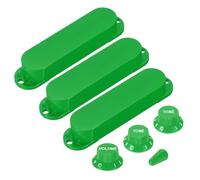 sourcing map 3 Pcs Single Coil Guitar Pickup Covers, Plastic Closed Pickup Set with 1 Volume 2 Tone Switch Knobs 1 Switch Tip Cap, Electric Guitar Replacement Part for ST Series, Green