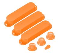 sourcing map 3 Pcs Single Coil Guitar Pickup Covers, Plastic Closed Pickup Set with 1 Volume 2 Tone Switch Knobs 1 Switch Tip Cap, Electric Guitar Replacement Part for ST Series, Orange