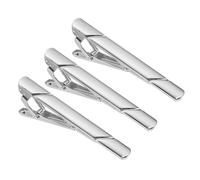 sourcing map 3 Pcs Skinny Tie Clips for Men, Copper Suit Tie Clips Men Tie Necktie Bar Pinch Clips Accessories for Father, Husband, Lover, Business, Wedding (Silver, Twill)