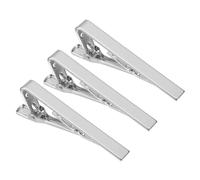 sourcing map 3 Pcs Skinny Tie Clips for Men, Copper Suit Tie Clips Men Tie Necktie Bar Pinch Clips Accessories for Father, Husband, Lover, Business, Wedding (Silver, Glossy)