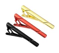 sourcing map 3 Pcs Skinny Tie Clips for Men, Copper Suit Tie Clips Men Tie Necktie Bar Pinch Clips Accessories for Father, Husband, Lover, Business, Wedding (Gold/Red/Black, Twill)