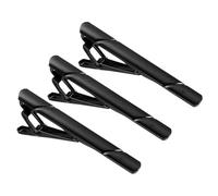 sourcing map 3 Pcs Skinny Tie Clips for Men, Copper Suit Tie Clips Men Tie Necktie Bar Pinch Clips Accessories for Father, Husband, Lover, Business, Wedding (Black, Twill)