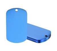 sourcing map 3 Pcs Square Blank Stamping Tag 40x24mm Stainless Steel Blanks Metal Tag Pendants Electroplated Engraving Stamping Keychain with Hole for Pet Bracelet DIY Making, Blue
