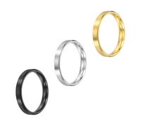 sourcing map 3 Pcs Stainless Steel Ring, 4 mm Plain Ring Blanks Size 12 Matte Brushed Wedding Bends for Men Women, Silver/Black/Gold
