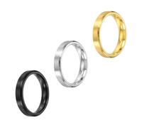 sourcing map 3 Pcs Stainless Steel Ring, 4 mm Plain Ring Blanks Size 7 Matte Brushed Wedding Bends for Men Women, Silver/Black/Gold