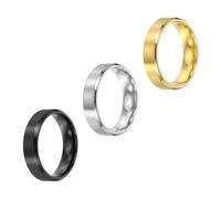 sourcing map 3 Pcs Stainless Steel Ring, 6 mm Plain Ring Blanks Size 10 Matte Brushed Wedding Bends for Men Women, Silver/Black/Gold