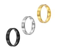 sourcing map 3 Pcs Stainless Steel Ring, 6 mm Plain Ring Blanks Size 12 Matte Brushed Wedding Bends for Men Women, Silver/Black/Gold
