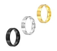 sourcing map 3 Pcs Stainless Steel Ring, 6 mm Plain Ring Blanks Size 8 Matte Brushed Wedding Bends for Men Women, Silver/Black/Gold
