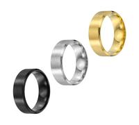sourcing map 3 Pcs Stainless Steel Ring, 8 mm Plain Ring Blanks Size 11 Matte Brushed Wedding Bends for Men Women, Silver/Black/Gold
