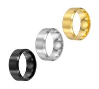 sourcing map 3 Pcs Stainless Steel Ring, 8 mm Plain Ring Blanks Size6 Matte Brushed Wedding Bends for Men Women, Silver/Black/Gold