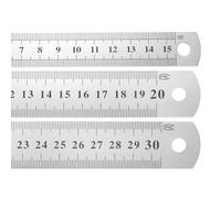 sourcing map 3 Pcs Steel Ruler 15cm/20cm/30cm Machinist Metal Ruler Carbon Steel Metric Straight Edge Measuring Tools 0.4mm Thick for Engineering Architect Drawing Home Office