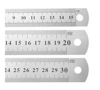 sourcing map 3 Pcs Steel Ruler 6"/8"/12" Machinist Metal Ruler Carbon Steel Metric Straight Edge Measuring Tools 0.3mm Thick for Engineering Architect Drawing Home Office