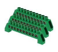 sourcing map 3 Pcs Terminal Ground Bar, 10 Positions Screw Brass Terminal Bus Bar, 7x14mm Ground Terminal Block for Electrical Equipment, Distribution Box, Green