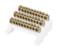 sourcing map 3 Pcs Terminal Ground Bar, 10 Positions Screw Brass Terminal Bus Bar, 8x12mm Ground Terminal Block for Electrical Equipment, Distribution Box, White