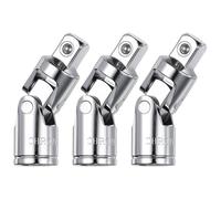 sourcing map 3 Pcs Universal Joint Socket Adapter 3/8" 40CR Steel Impact Swivel Socket Adapter 90 Degree Universal Joint for Wrench Driver Tool, Silver