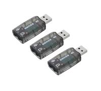 sourcing map 3 Pcs USB Sound Card, USB to 3.5mm Jack Audio Adapter Support Virtual 5.1 Surround Sound Black