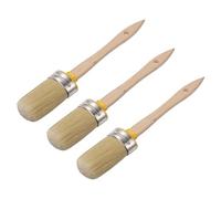 sourcing map 3 Pcs Wax Paint Brushes, 2 x 1.2 Inch Chalk Stencil Brush, Oval PET Fiber Bristle with Wood Handle, Painting Tool for Furniture DIY Home Decor Art Crafts, Yellow