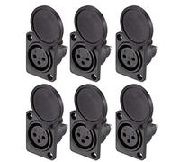 sourcing map 3-Pin XLR Female Jack Panel Mount for Microphone Connector Adapter Converter Audio Speaker with Waterproof Cover 6Pcs