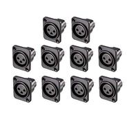 sourcing map 3-Pin XLR Female Jack Panel Mount for Microphone Connector Adapter Converter Audio Speaker Twist Lock 10Pcs YL3063