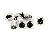 sourcing map 3-Pin XLR Male Chassis Metal Panel Mount Socket, 3 Terminals PCB Panel Jack Audio Studio Speaker Microphone Connector, 10 Pcs Silver Tone