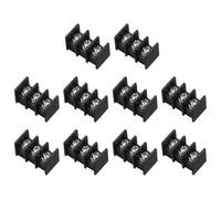 sourcing map 3 Positions Terminal Block, 300V 20A 7.62mm Pitch PA66 Single Row PCB Mount Screw Terminals Strip Pack of 10, Black