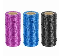 sourcing map 3 Roll 1.5mm Metallic String, 16 Ply Decorative Metallic Bakers Twine Thread Cord Rope for Gift Wrapping DIY Crafts Making Ornament Decor, Black/Purple/Blue, 164Yards Total