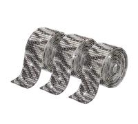 sourcing map 3 Roll 1 Inch 3 Yards Self Adhesive Crystal Rhinestone Diamond Ribbon for Arts & Crafts Project, Wedding Cakes, Birthday Decorations Black and White Stripes