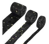 sourcing map 3 Roll 1 Yard 3 Sizes Velvet Ribbons, Double Faced Craft Trims Ribbon with Star for Sewing Gift Wrapping, Party Wedding Decor, DIY Bow Ornament, Black (3/8", 1", 2")