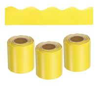 sourcing map 3 Roll Bulletin Board Border 98.4 Feet Scalloped Border Trim Decorative Rolled Classroom Borders for Bulletin Board Home Classroom Office Decoration, Yellow